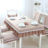 餐桌布布艺欧式田园椅套棉麻格子套装简约现代地中海