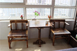 户外休闲碳化防腐木咖啡厅桌椅 花园阳台双人茶桌实木小桌椅组合