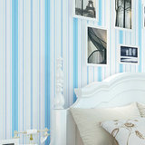 环保家居无纺布墙纸壁纸地中海粉蓝色条纹客厅卧室新房装饰