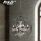 VENZA北欧美式创意复古客厅卧室餐厅酒吧工程水晶铁艺陀螺仪吊灯