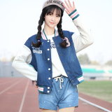 短外套女秋装新款 韩版学生开衫短外套少女短款牛仔外套棒球服潮