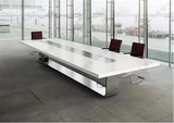 新款白色钢琴烤漆会议桌简约现代不锈钢脚时尚洽谈桌会客桌