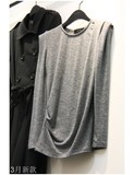 韩国进口东大门代购女装BLISS-U 新款净版圆领长袖T恤