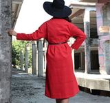 介面高端定制双面羊绒红中国风旗袍大衣冬女装原创独立设计师品牌