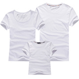 2015新款夏装纯白色手绘亲子装短袖夏装全家庭装母子母女装T恤