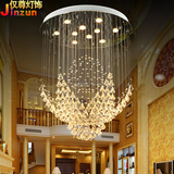 客厅水晶吊灯圆形 梅花形别墅复式楼梯吊灯 长吊灯餐厅灯创意个性