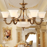 欧式全铜吊灯简约复古云石客厅灯饰简欧艺术餐厅卧室美式纯铜灯具
