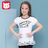 小猪班纳童装女童2016夏装新款儿童圆领短袖针织卡通T恤潮打底衫