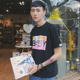 BIGBANG权志龙GD同款夏季男装印花圆领T恤 韩国宽松短袖T恤男潮