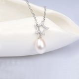 女星星钻石项链S925纯银天然淡水珍珠吊坠时尚生日情人节礼物包邮