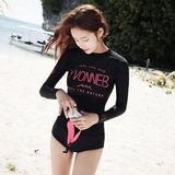 韩版防紫外线海岛浮潜冲浪长袖防晒分体如厕版两件套温泉游泳衣女
