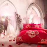 婚庆系列一全棉加厚保暖柔软透气婚庆标准刺绣圆角床单四件套包邮