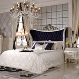 欧式床布艺双人床 新古典法式床高档婚床实木雕花公主床1.8米大床