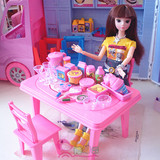 过家家玩具仿真家具厨房餐厅餐桌椅粉红冰淇淋食玩配件女孩玩具