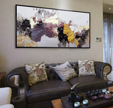 《自然之韵》现代抽象油画客厅沙发有框画新中式风格装饰画荷花
