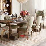 现货美式新古典餐桌椅组合实木简约欧式乡村仿古做旧餐桌餐椅
