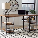 loft复古铁艺实木电脑桌设计师创意书桌 工业风办公桌工作台 定做