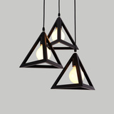 三角灯罩创意黑白简约小吊灯美式三头单头餐厅食堂饭厅造型促销
