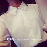 2015韩版秋冬装长袖学生白衬衫春秋装新款打底百搭衬衣打底衫 女