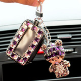 女士汽车钥匙包可爱蒙奇奇钥匙挂件通用钥匙套卡通手工镶钻钥匙链