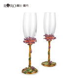 罗比罗丹玫瑰花香槟杯法式浪漫葡萄酒杯珐琅彩手工红酒杯子礼盒装