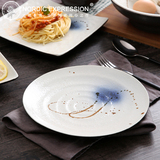 NDP 陶瓷盘子菜盘创意家用餐具 9英寸盘子日式手绘釉下彩饭盘平盘