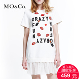 MO&Co.连衣裙波普字母印花网状拼接短袖圆领短裙MT153SKT17 moco