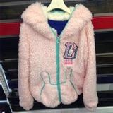 正品代购2015冬装女学生lalabobo修身加厚明星兔连帽棉服毛绒外套