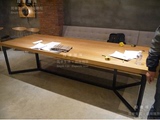 美式乡村铁艺实木餐桌原木复古写字台办公桌工作台电脑桌酒吧桌子