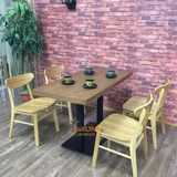 新款现代甜品奶茶店桌椅组合实木餐桌椅子咖啡厅西餐厅茶餐厅桌椅