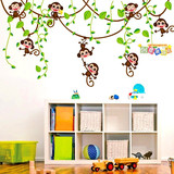 幼儿园装饰墙贴教室墙面玻璃贴纸客厅电视背景墙儿童房卧室小猴子