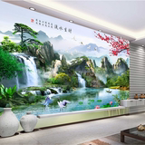 中式山水画风景影视墙纸酒店大厅壁纸沙发卧室背景墙水墨风水墙布