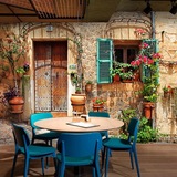 欧式怀旧复古咖啡馆西餐厅背景墙纸 砖纹壁纸个性建筑3D防水壁画