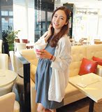 正品代购韩国孕妇装2016春装新款白色宽松加大码针织开衫外套现货