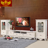 高档欧式法式韩式田园客厅实木白色烤漆电视柜酒柜套装组合电视墙
