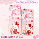 日本原单iPhone6s plus手机壳软hello kitty新年猴年樱花粉色和服
