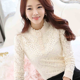 秋冬装韩版女装大码外穿长袖t恤衫短款保暖加绒加厚蕾丝打底衫潮