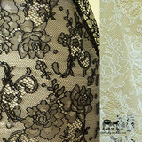 进口镂空花朵针织蕾丝面料布料#L192黑色连衣裙服装布料