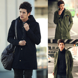春季青年韩版男士风衣中长款修身秋冬款加棉加厚大衣外套英伦潮流