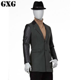 GXG[反季]男装热卖 男士时尚都市墨绿色修身斯文休闲长款大衣