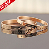 时尚情侣钛钢手镯手环手链一对可刻字钻玫瑰金韩版男女士礼物饰品