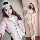 少女春装2016新款韩版青少年学院风休闲外套中长款全棉学生风衣
