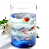 包邮创意超白生态玻璃鱼缸圆形透明圆柱形桌面水培小型玻璃金鱼缸