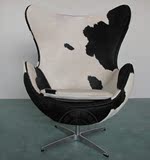 玻璃钢进口天然奶牛皮鸡蛋椅电脑办公室沙发椅子蛋形个性创意椅子