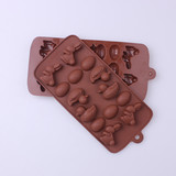 动物硅胶模型/小鸭小兔布丁果冻/巧克力/手工皂/冰格 14连咖啡色