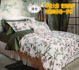外贸全棉四件套竹纤维+纯棉欧式床品套件花朵原单绿色罗根1.51.8