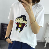 夏季新款韩版刺绣T恤女大码宽松短袖体恤学生半袖上衣服bf闺蜜装