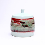 陶瓷茶叶罐釉里红个性礼品茶叶罐手工拉坯手绘当代艺术品茶具罐子