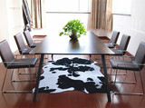 客厅欧美式动物纹奶牛地垫 牛皮卧室茶几黑白时尚创意复古风 地毯