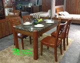 6501现代中式家具柚木家具大理石面餐桌餐台1.2米1.4米1.6米餐桌